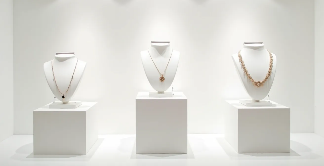 Progression visuelle de bijoux discrets vers des pièces statement sur trois mois