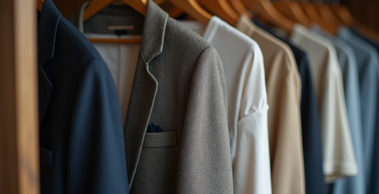 Organisation modulaire d'une garde-robe avec séparation claire entre les catégories de vêtements