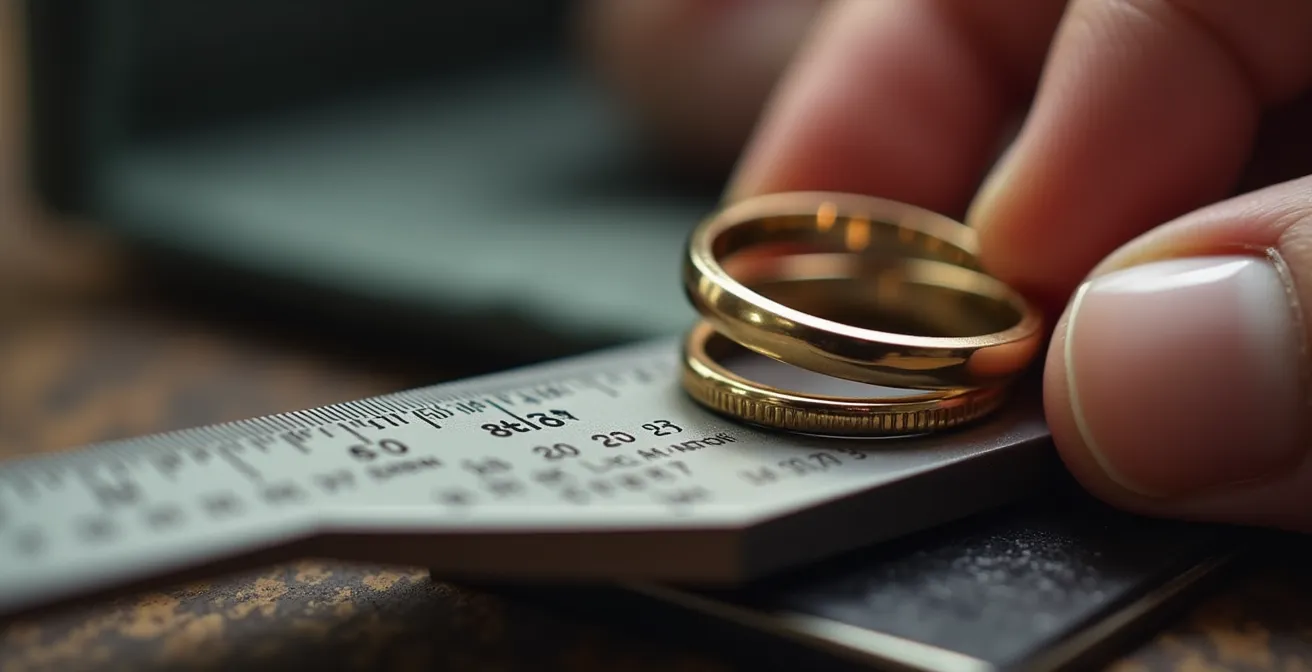 Gros plan sur une main délicate posant subtilement une bague sur un baguier professionnel