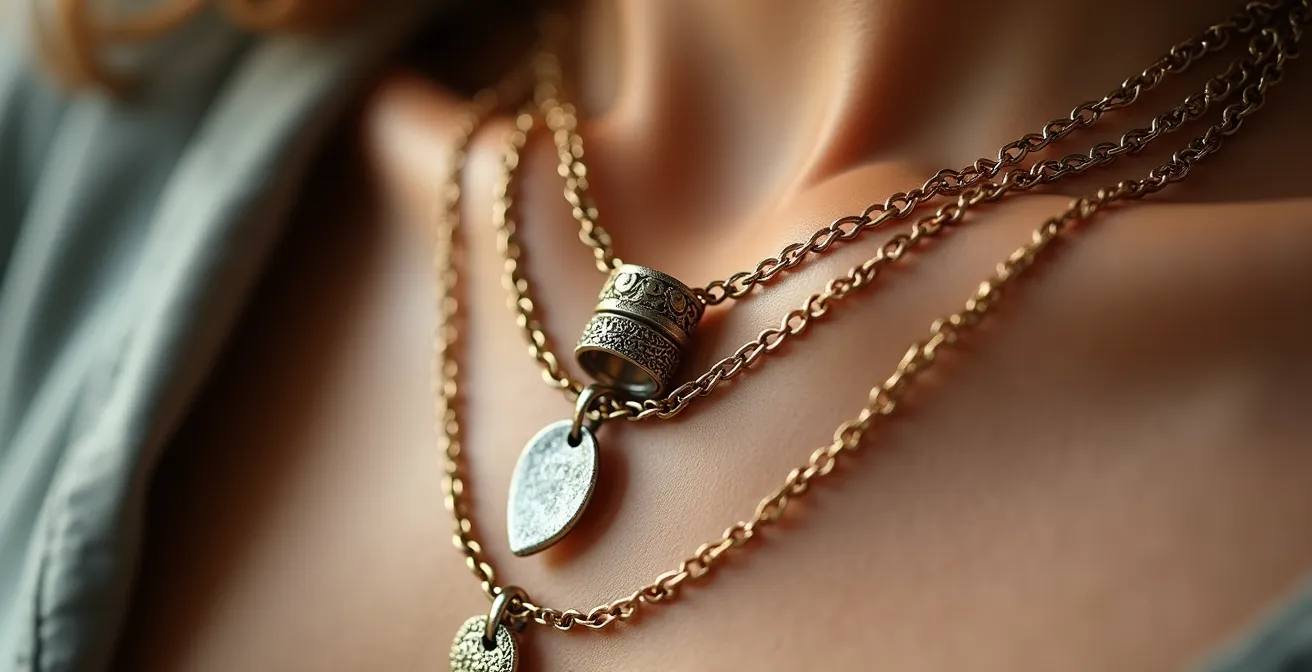 Association élégante de bijoux vintage et modernes portés ensemble