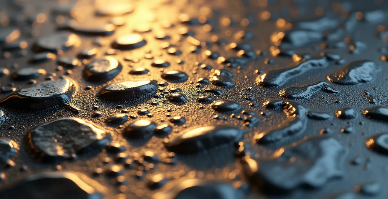 Vue macro d'une surface de bijou artisanal révélant les marques uniques du travail à la main