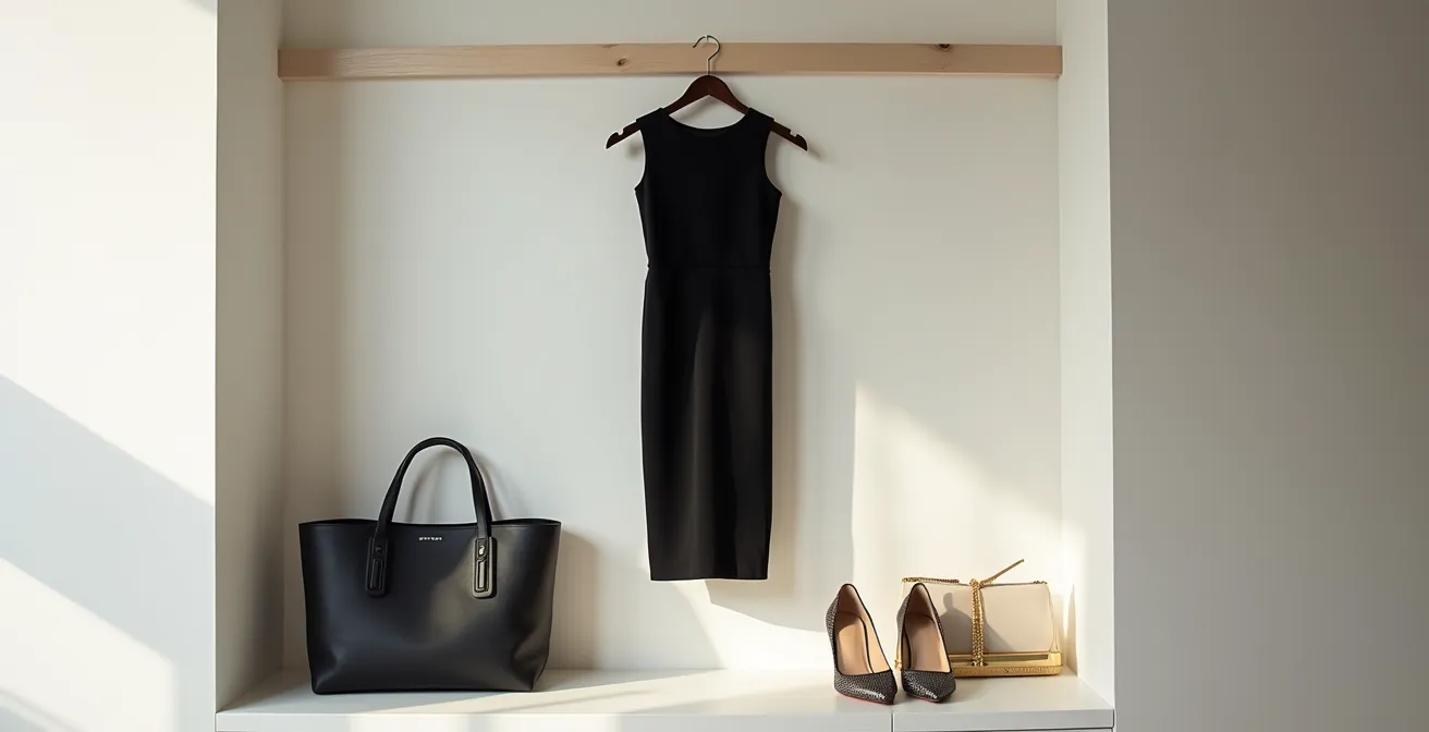 Évolution d'une tenue professionnelle vers une tenue de soirée par le changement d'accessoires